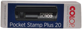 This COLOP Pocket Stamp Plus 20 ruby with a pad in blue is a compact and convenient stamp for all your personal and professional needs. The high-quality ruby color ensures longevity and the blue pad ensures clear imprints. Perfect for on-the-go use and efficient marking on important documents.  Body Material: Plastic; Stamp Material: Rubber; Color: Ruby Stamp Pad Color: Blue Pad Size (LxBxH): 7.3 2 2 Cm Features: 10 Thousand Impression In Each Refilling Included Components: 1 Unit of the Product